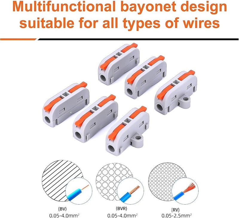 UOHGDPY 36 Pcs Conductor Compact Connectors Lever Wire Nuts, Electrical Connectors Wire Terminals for Any Circuit Inline Splices 28-12 AWG（8 PCS Self Tapping Screw - Image 3